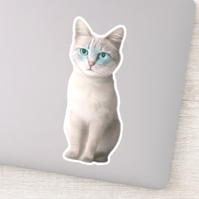Adorable Ojos Azules Cat Sticker - Customizable (Detail)
