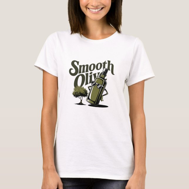 Adorable Olive Oil Graphics for Cooking Fans T-Shirt (Front)