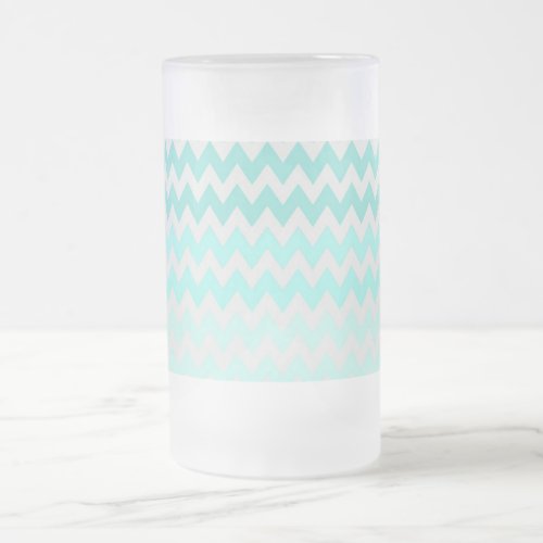 Adorable Ombre Zigzag Chevron Pattern Frosted Glass Beer Mug