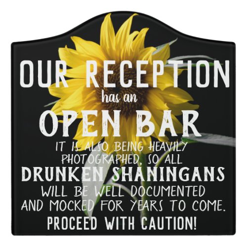 Adorable Open Bar Wedding Sign