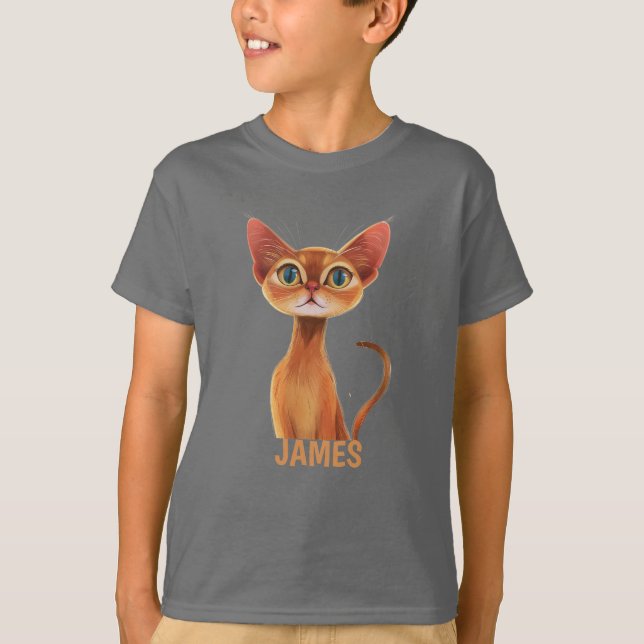 Adorable Orange Abyssinian Cat Personalized T-Shirt (Front)