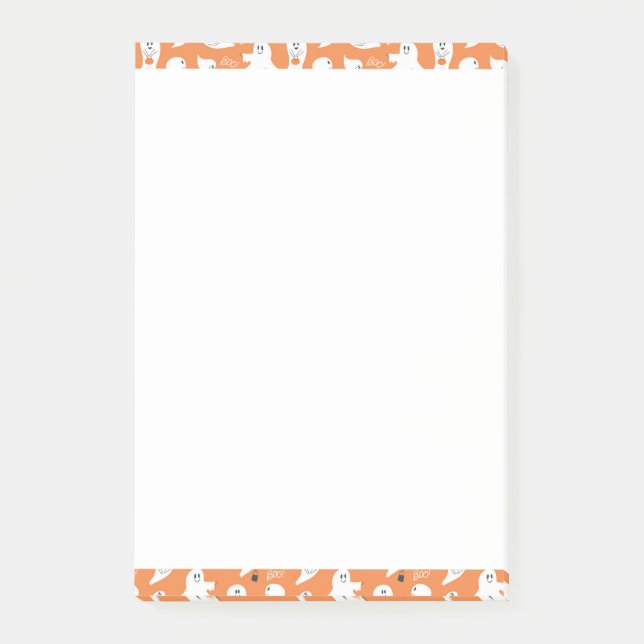 ADORABLE ORANGE AND WHITE GHOSTS POST-IT NOTES (Front)
