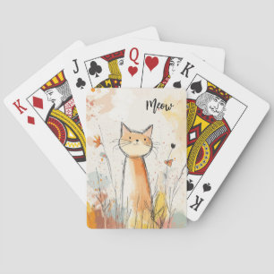 Adorable Orange Cat Illustration Personalized Poker Cards