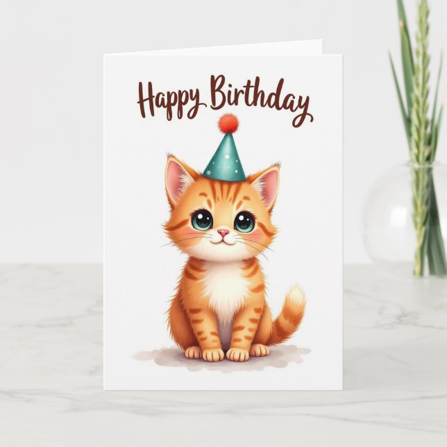 Adorable Orange Kitten Card (Front)