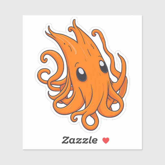 Adorable Orange Squid Sticker (Sheet)