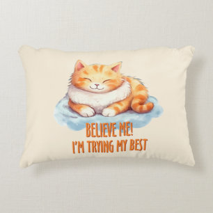 Adorable Orange Tabby Cat- I'm Trying My Best Accent Pillow