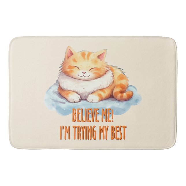 Adorable Orange Tabby Cat- I'm Trying My Best Bath Mat (Front)