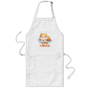 Adorable Orange Tabby Cat- I'm Trying My Best Long Apron
