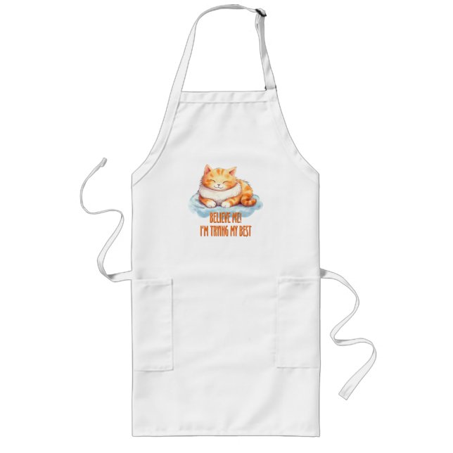 Adorable Orange Tabby Cat- I'm Trying My Best Long Apron (Front)