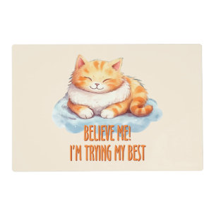 Adorable Orange Tabby Cat- I'm Trying My Best Placemat