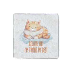Adorable Orange Tabby Cat- I'm Trying My Best Stone Magnet