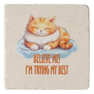 Adorable Orange Tabby Cat- I'm Trying My Best Trivet