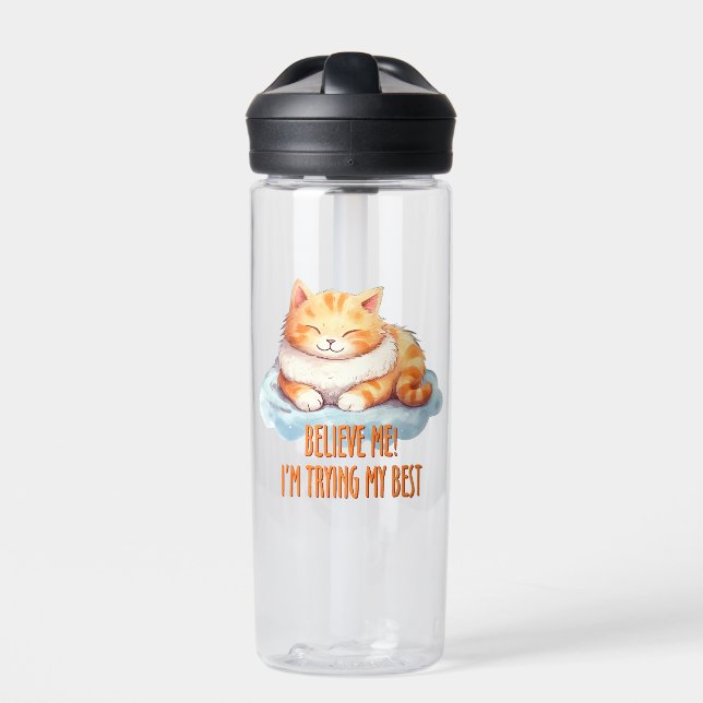 Adorable Orange Tabby Cat- I'm Trying My Best Water Bottle (Front)