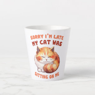 Adorable Orange Tabby Cat- Sorry I'm Late Latte Mug