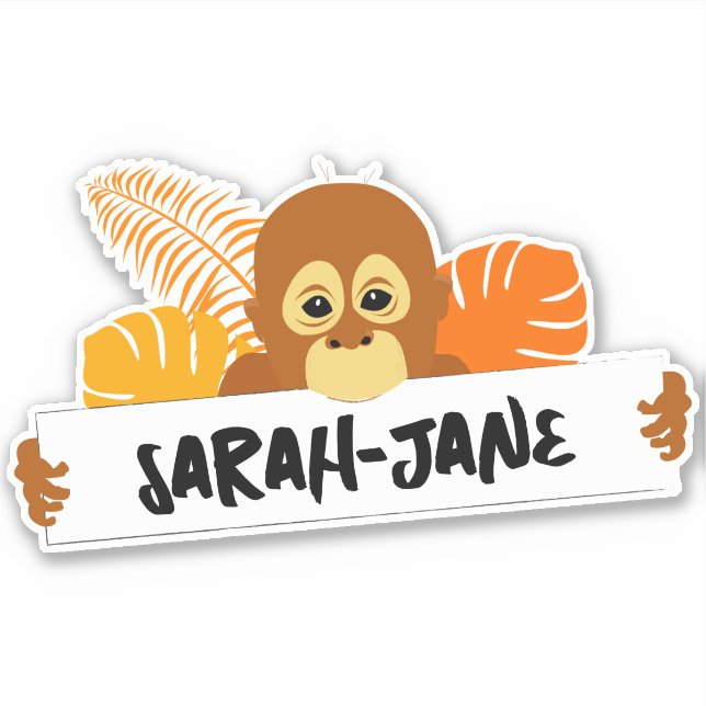 Adorable Orangutan Personalised Sticker (Front)