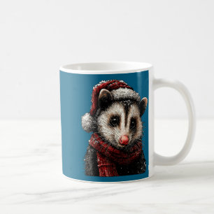 Adorable Ossum In Santa Hat Snowy Winter Christmas Coffee Mug