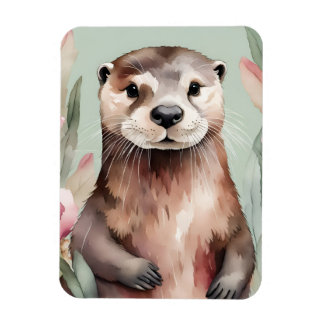 Adorable Otter Boho Watercolor Magnet