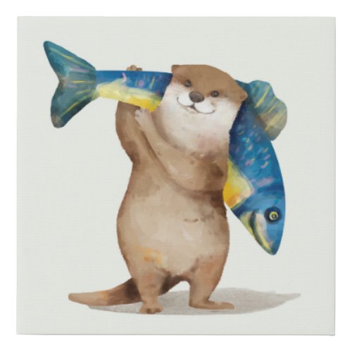 Adorable Otter Faux Canvas Print