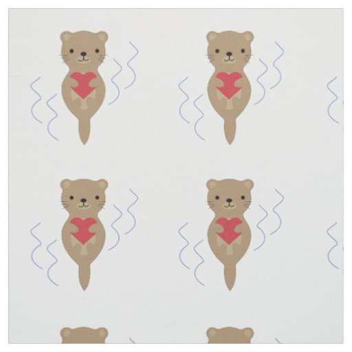 Adorable Otter Hugging a Heart Fabric