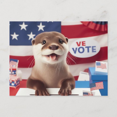 Adorable Otter Patriotic Vote Postcard