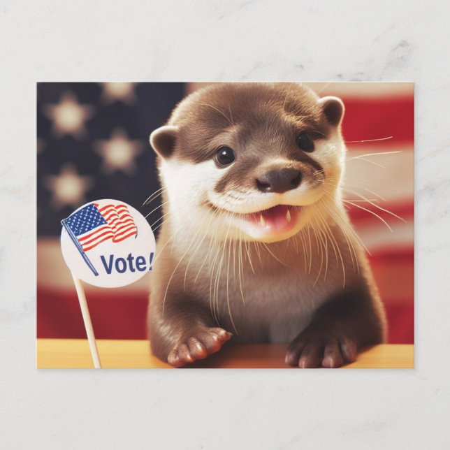 Adorable Otter Vote Patriotic Postcard (Front)