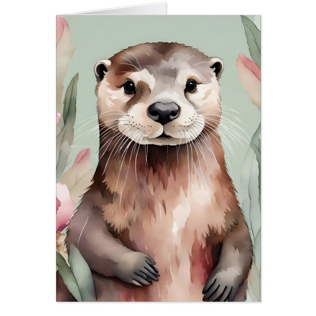 Adorable Otter Watercolor Cards (Front)