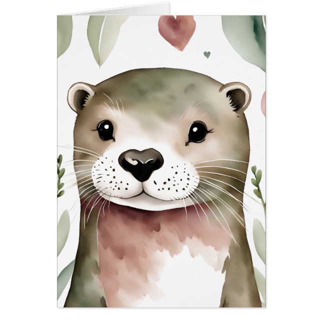 Adorable Otter Watercolor Cards (Front)