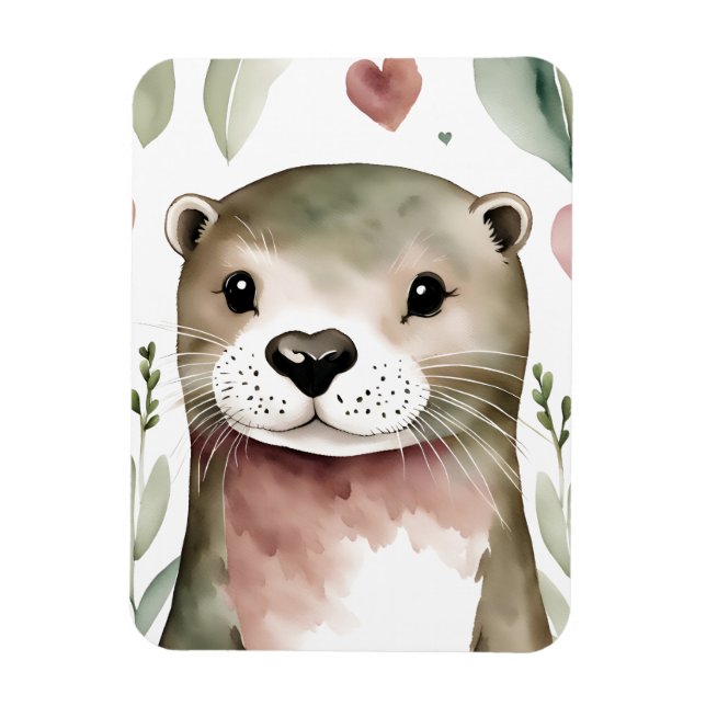 Adorable Otter Watercolor Magnet (Vertical)