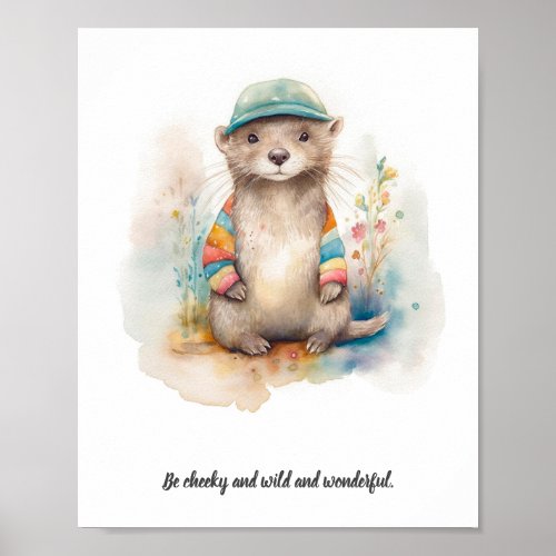 Adorable Otter Whimsical Nursery Poster