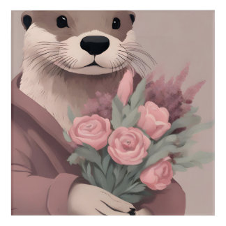 Adorable Otter With Flowers Acrylic Print