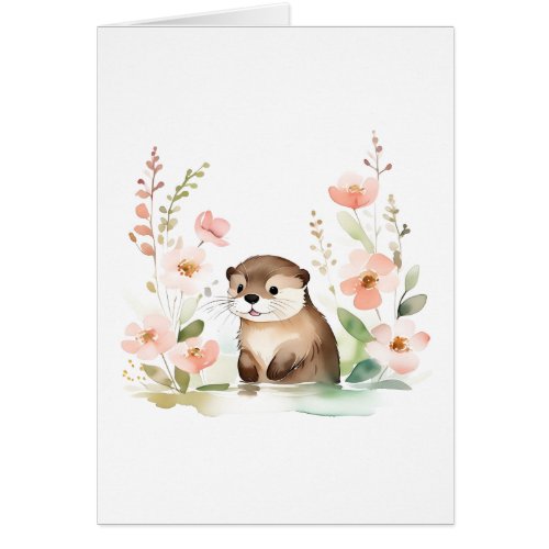 Adorable Otter With Flowers All Occasions