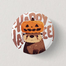 Adorable Otter with Pumpkin Hat – Happy Halloween