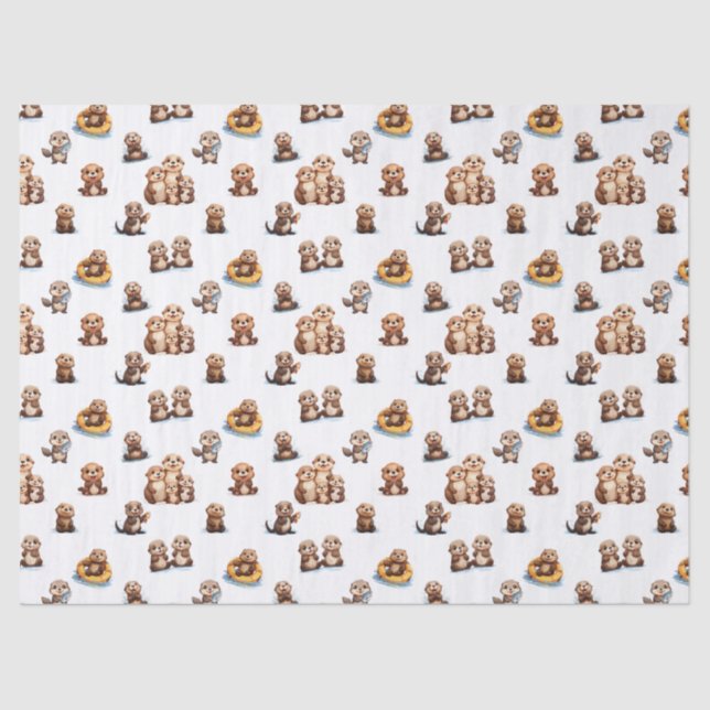 Adorable Otters! Tissue Paper (Front)