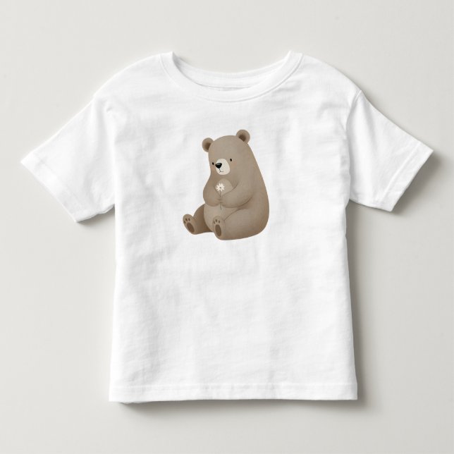 Adorable Ours Brun à la Marguerite – Illustration  Toddler T-shirt (Front)