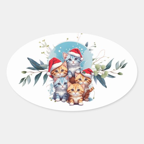 Adorable Oval Shaped Christmas Stickers