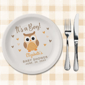 Adorable Owl Baby Shower Boy Boho Paper Plates
