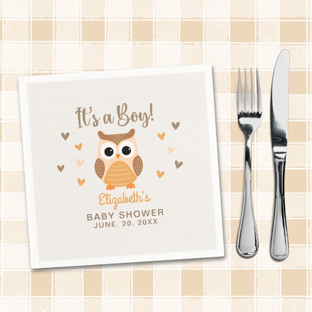 Adorable Owl Baby Shower Boy Napkins (Creator Uploaded)