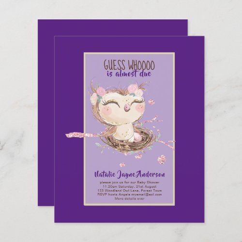 Adorable OWL Baby Shower Girls or Boys Invitation