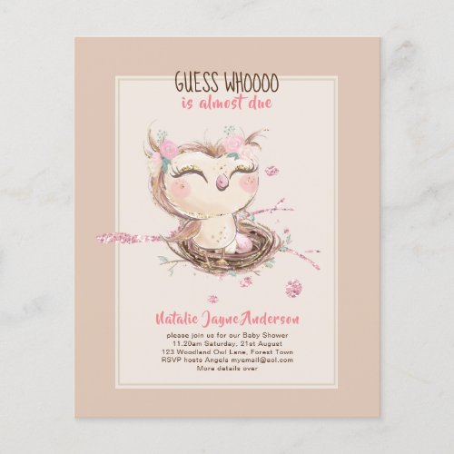 Adorable OWL Baby Shower Girls or Boys Invitation Flyer