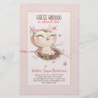 Adorable OWL Baby Shower Girls or Boys Invitation Flyer