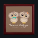 Adorable Owl Couple Jewelry Box<br><div class="desc">Custom keepsake box features a beautiful vector illustration of two lovely owls.</div>