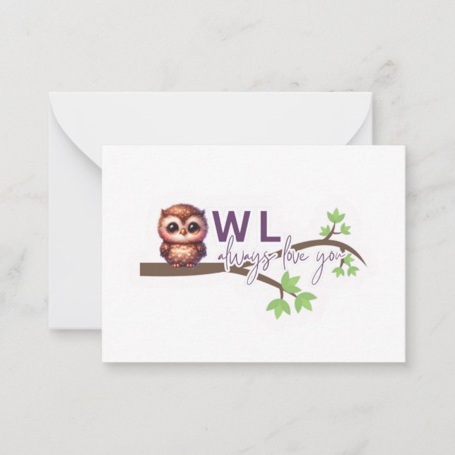 Adorable Owl Design Note Card (Front)