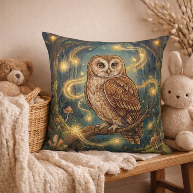 Adorable Owl Forest Animals  Throw Pillow (Creator Uploaded)