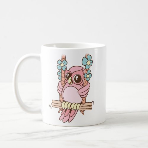 Adorable Owl on a Swing  Coffee Mug