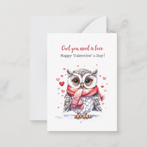 Adorable Owl Valentine Card for Kids