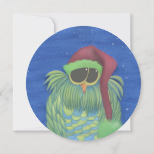 Adorable Owl with Santa Hat Card
