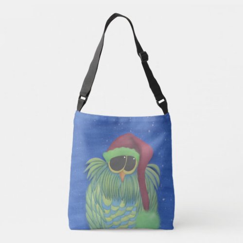 Adorable Owl with Santa Hat Crossbody Bag