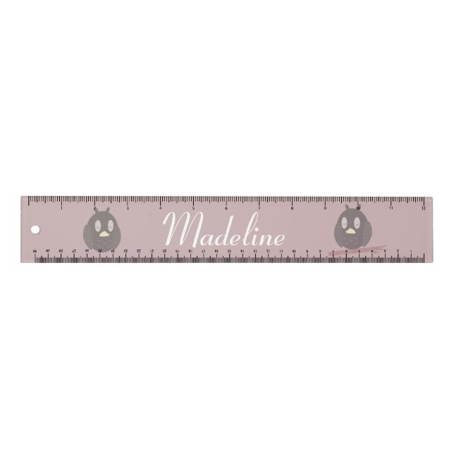 Adorable Owls Animal Bird Name Ruler (Front)