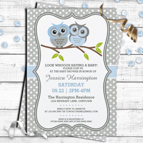 Adorable Owls Baby Shower Invitation