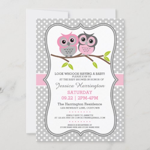 Adorable Owls Baby Shower Invitation